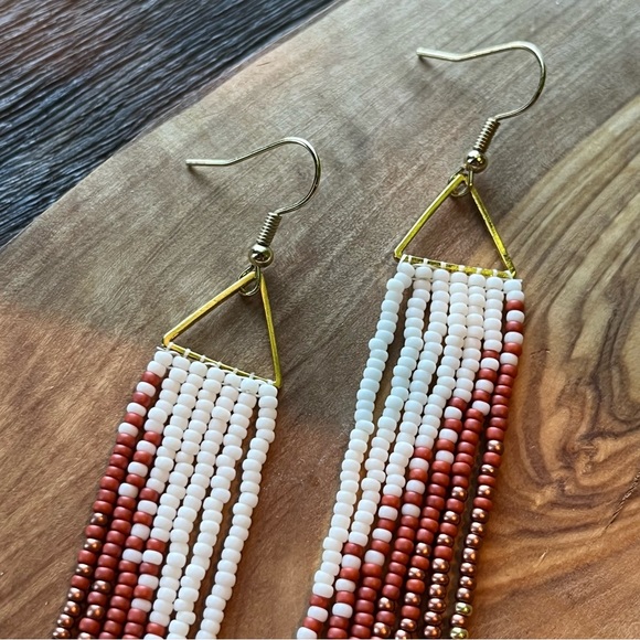 Handmade Beaded Fringe Earrings - Picture 4 of 6